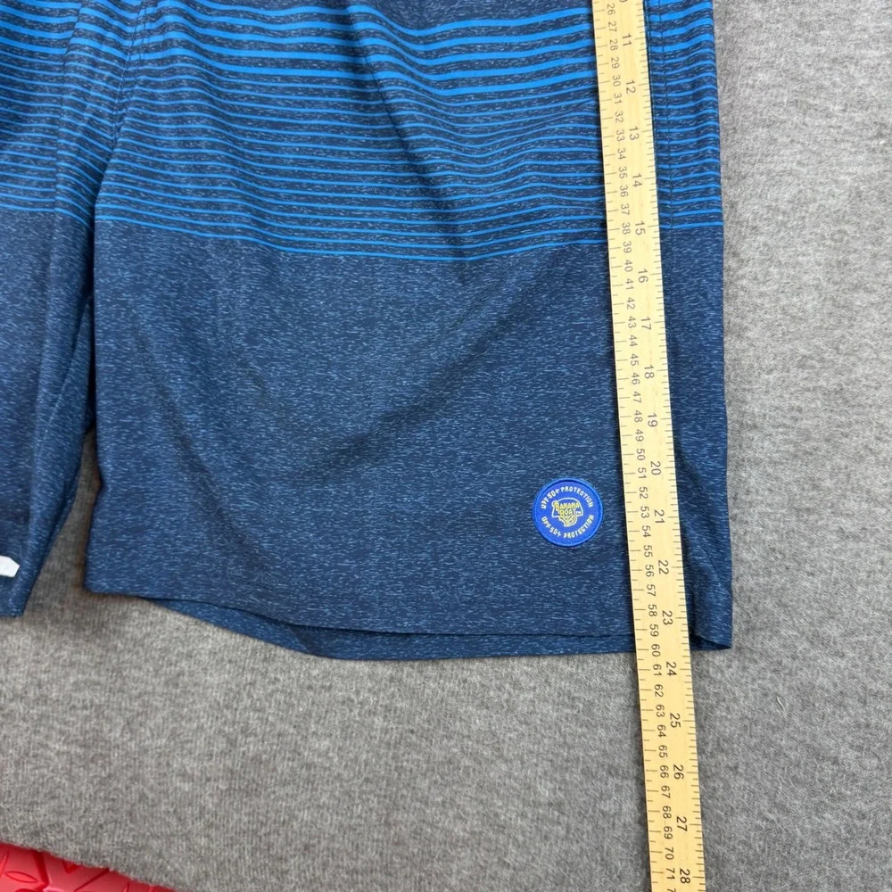 Banana Boat Swim Trunks Mens 3XL Blue Striped UPF 50+ Board Shorts Pocket‎
